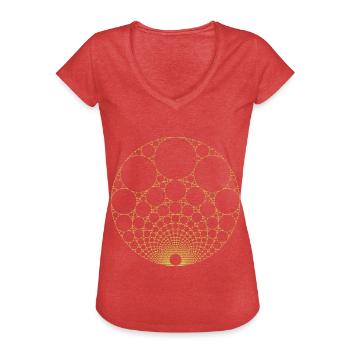 Or Imbriqué Apollonien Joint Math Fractal Sacré - T-shirt vintage Femme - rouge chiné - Devant - Danielle (179cm)