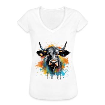 Eringer, vache d'hérens suisse - T-shirt vintage Femme - noir - Devant - Danielle (179cm)