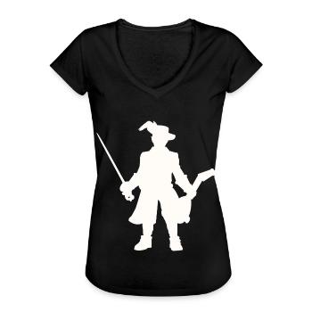 Fantasy Rollenspiel - Barden Silhouetten Design - Frauen Vintage T-Shirt - Schwarz - Vorne - Danielle (179cm)