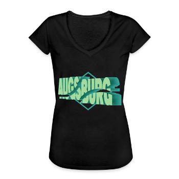 Augsburg Deutschland Stadt 3D Schrift Skyline - Frauen Vintage T-Shirt - Schwarz - Vorne - Danielle (179cm)