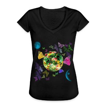 Petite Fantasy World - Fairytale - monde de conte - T-shirt vintage Femme - noir - Devant - Danielle (179cm)