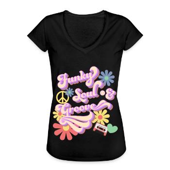 Funky Soul and Groove - Frauen Vintage T-Shirt - Schwarz - Vorne - Danielle (179cm)