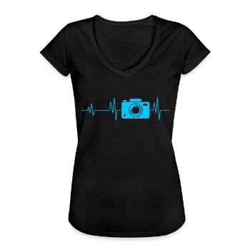 Battement de coeur de la caméra - T-shirt vintage Femme - noir - Devant - Danielle (179cm)