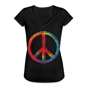 Frieden Love Peacezeichen - Frauen Vintage T-Shirt - Schwarz - Vorne - Danielle (179cm)