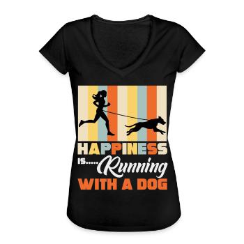 Hunde Sport, Canicross - Frauen Vintage T-Shirt - Schwarz - Vorne - Danielle (179cm)