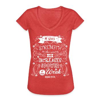 Christliche Kleidung & Christlicher Glaube - Frauen Vintage T-Shirt - Rot meliert - Vorne - Danielle (179cm)