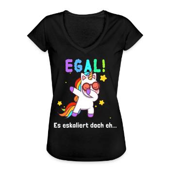 Es Eskaliert doch Eh Dabbing Einhorn Lustig Party - Frauen Vintage T-Shirt - Schwarz - Vorne