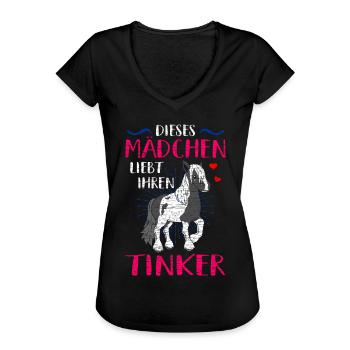 Tinker Pferd - Frauen Vintage T-Shirt - Schwarz - Vorne - Danielle (179cm)