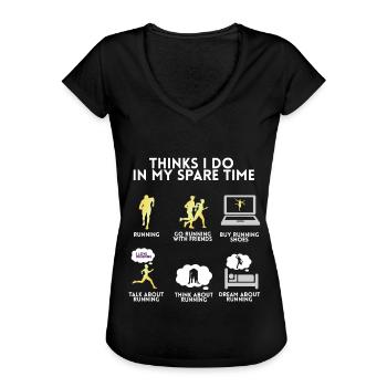 Running Runner Running Marathon Fun Gift - Women's Vintage T-Shirt - black - Front - Danielle (179cm)
