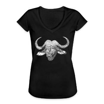 Wasserbüffel Ochse - Frauen Vintage T-Shirt - Schwarz - Vorne - Danielle (179cm)