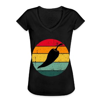 Vintage Retro Chilli Piment cadeau Piment - T-shirt vintage Femme - noir - Devant - Danielle (179cm)