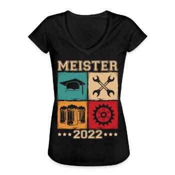 Meister 2022 Mechaniker Meistertitel Geschenk - Frauen Vintage T-Shirt - Schwarz - Vorne - Danielle (179cm)