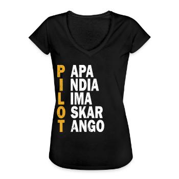 Pilot Akrostichon Flugzeug Luftfahrt Hubschrauber - Frauen Vintage T-Shirt - Schwarz - Vorne - Danielle (179cm)