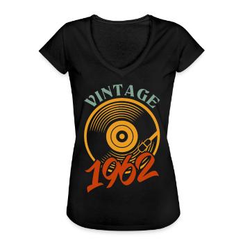 60e anniversaire né en 1962 - T-shirt vintage Femme - noir - Devant - Danielle (179cm)