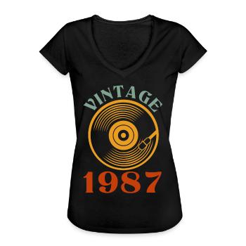 35 ans né en 1987 - T-shirt vintage Femme - noir - Devant - Danielle (179cm)
