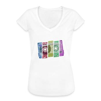 Cassette Colours - Frauen Vintage T-Shirt - Schwarz - Vorne - Danielle (179cm)