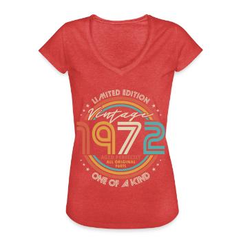 50th birthday born 1972 Aged Perfectly - Women's Vintage T-Shirt - heather red - Front - Danielle (179cm)