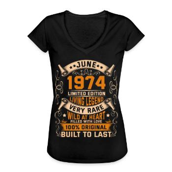 Birthday Legends 100% Original Juin 1974 - T-shirt vintage Femme - noir - Devant