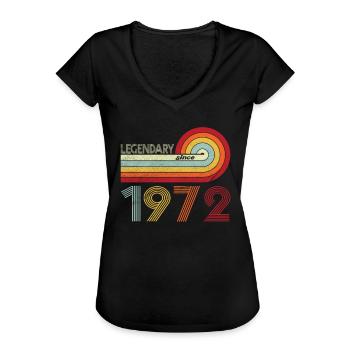 1972 Birthday Legendary since Vintage Rainbow - Women's Vintage T-Shirt - black - Front - Danielle (179cm)