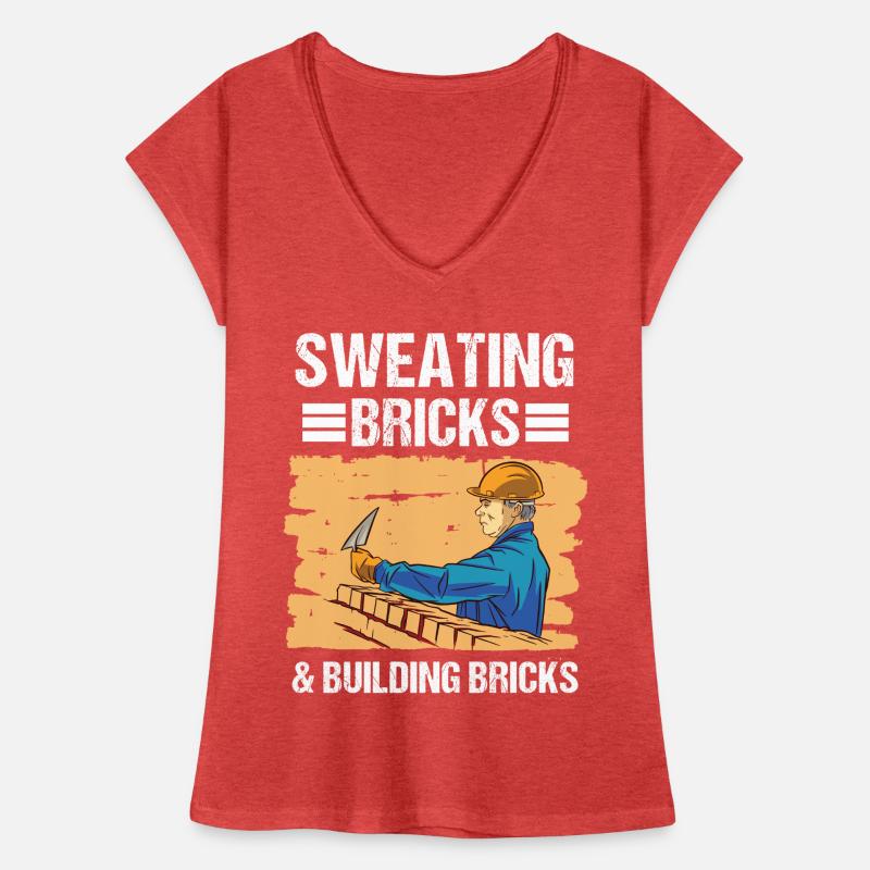 Construction Worker Sweating Bricks & Building Bricks Construction Women's Vintage T-Shirt