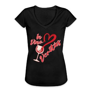 In Vino Veritas Herzglas - Frauen Vintage T-Shirt - Schwarz - Vorne