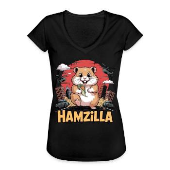Hamzilla – Der Snack nimmt Rache - Frauen Vintage T-Shirt - Schwarz - Vorne - Danielle (179cm)