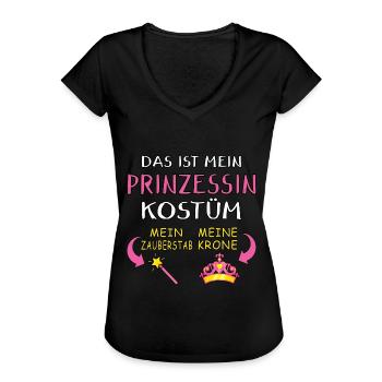 Karneval Fasching Prinzessin Kostüm Geschenkidee - Frauen Vintage T-Shirt - Schwarz - Vorne - Danielle (179cm)