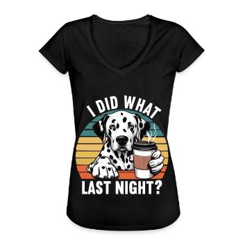 J’ai fait ce que la nuit dernière Gardien dalmatien dalmatien - T-shirt vintage Femme - noir - Devant - Danielle (179cm)