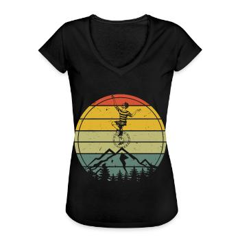 Vintage Einrad - Frauen Vintage T-Shirt - Schwarz - Vorne - Danielle (179cm)