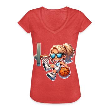 Basketball Girl Woman - Women's Vintage T-Shirt - heather red - Front - Danielle (179cm)