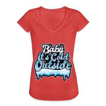 Winter kalt Frost Schnee Baby - Frauen Vintage T-Shirt - Rot meliert - Vorne - Danielle (179cm)