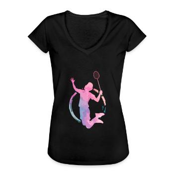 Badminton hobby - Women's Vintage T-Shirt - black - Front - Danielle (179cm)