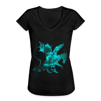 Drachen - Frauen Vintage T-Shirt - Schwarz - Vorne - Danielle (179cm)