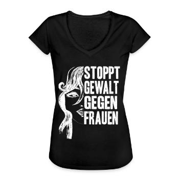 Stoppt Gewalt gegen Frauen - Frauen Vintage T-Shirt - Schwarz - Vorne