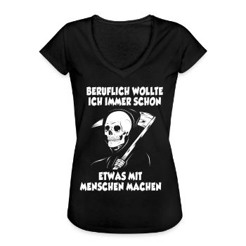 Sensenmann Halloween - Frauen Vintage T-Shirt - Schwarz - Vorne - Danielle (179cm)