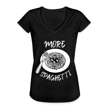 Spaghetti - Frauen Vintage T-Shirt - Schwarz - Vorne - Danielle (179cm)