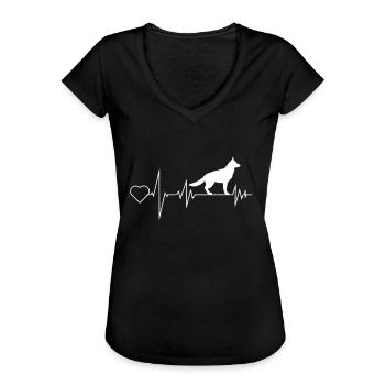 Weißer Schäferhund Shepherd Valentinstag Geschenk - Frauen Vintage T-Shirt - Schwarz - Vorne