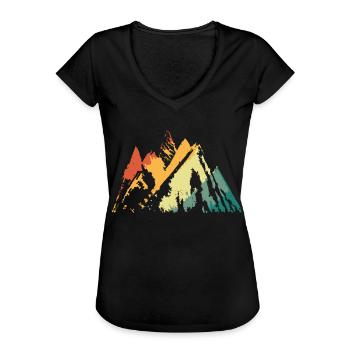 Berge Wandern Retro Vintage Style - Frauen Vintage T-Shirt - Schwarz - Vorne