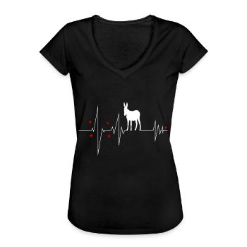 Esel - Frauen Vintage T-Shirt - Schwarz - Vorne - Danielle (179cm)