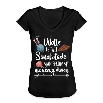 Humorvoller Wolle Spruch für Näherinnen Geschenk - Frauen Vintage T-Shirt - Schwarz - Vorne - Danielle (179cm)