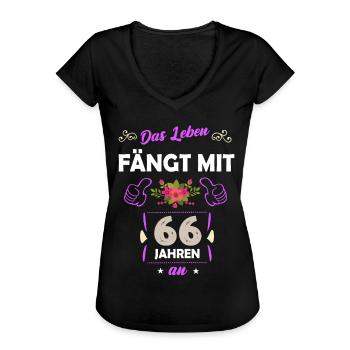 66. Geburtstag Geschenk 66 Jahre Spruch - Frauen Vintage T-Shirt - Schwarz - Vorne - Danielle (179cm)