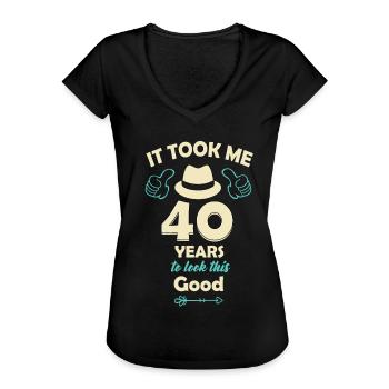 40. Geburtstag - Frauen Vintage T-Shirt - Schwarz - Vorne