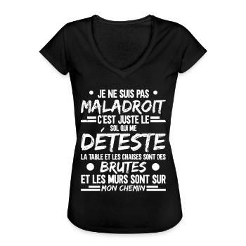 Maladroit Maladroitement - T-shirt vintage Femme - noir - Devant - Danielle (179cm)