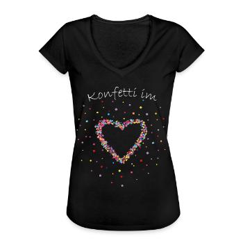 Konfetti im Herzen Karneval Fasching - Frauen Vintage T-Shirt - Schwarz - Vorne