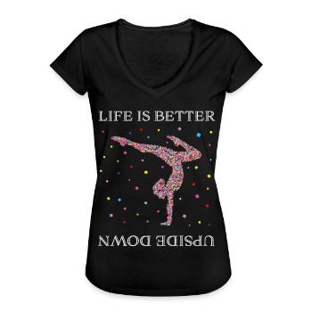 Turnen Handstand Gymnastik Akrobatik - Frauen Vintage T-Shirt - Schwarz - Vorne - Danielle (179cm)