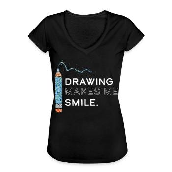 Kunst Künstler Zeichnen Zeichnung - Frauen Vintage T-Shirt - Schwarz - Vorne - Danielle (179cm)
