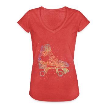Rollschuh Rollschuhlaufen Rollkunstlauf - Frauen Vintage T-Shirt - Rot meliert - Vorne - Danielle (179cm)