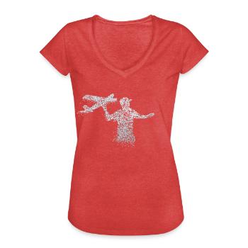 Avion RC télécommandé - T-shirt vintage Femme - rouge chiné - Devant - Danielle (179cm)