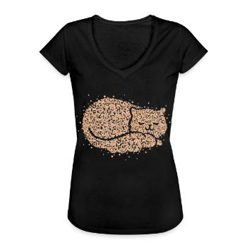 Haus Tiger Müde Mieze Kätzchen Schlafshirt - Frauen Vintage T-Shirt - Schwarz - Vorne - Danielle (179cm)
