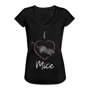 I love mice mice lovers house mouse breeding mice - Women's Vintage T-Shirt - black - Front - Danielle (179cm)